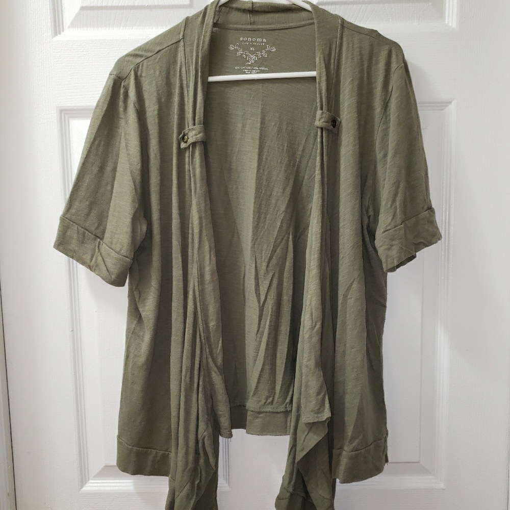 Short sleeve open front top